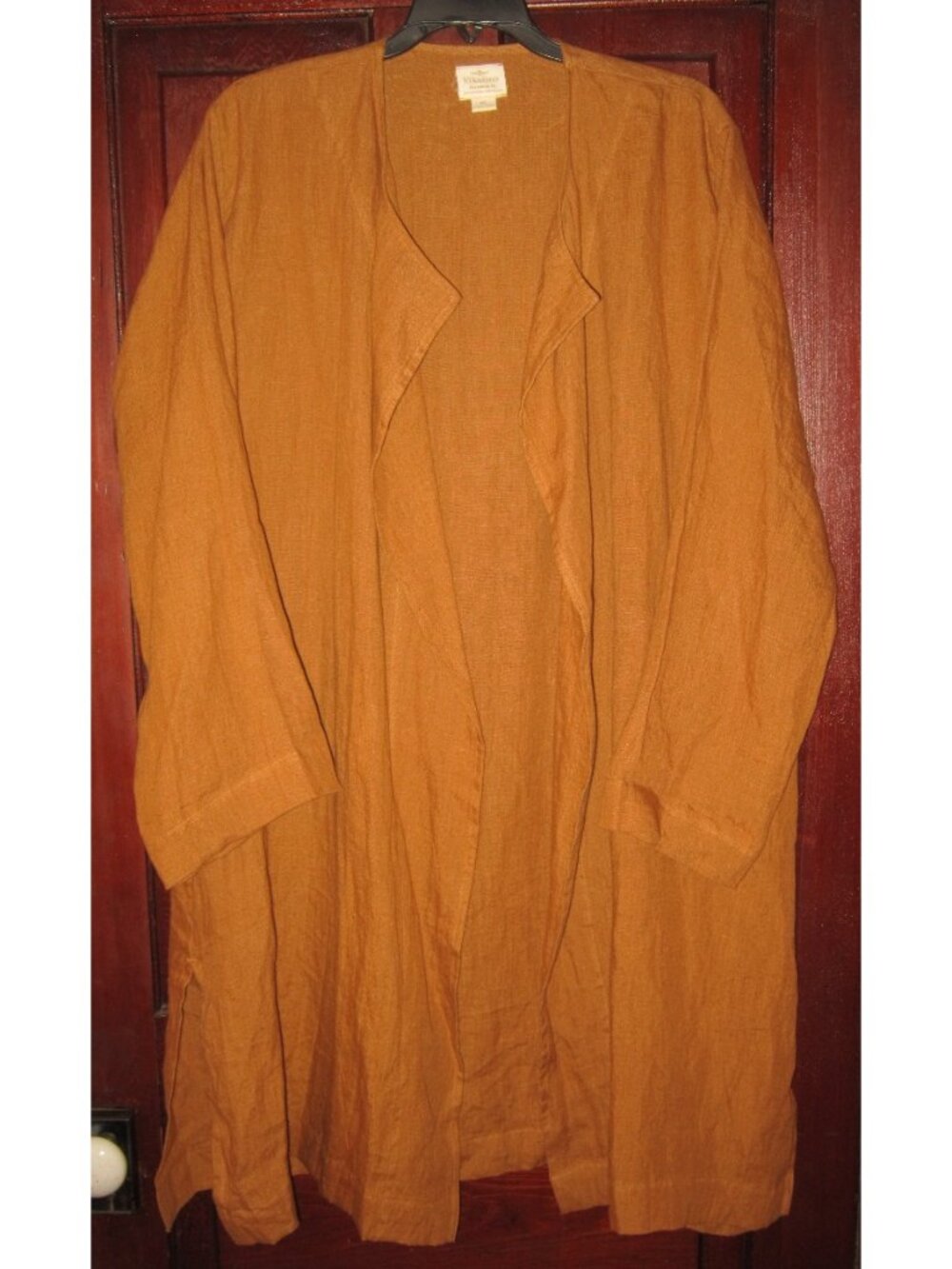 Vikolino Sz M L 100% Linen Duster Chore Coat Jacket Open Long Pockets Lagenlook